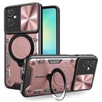 For Samsung Galaxy A06 5G CD Texture Sliding Camshield Magnetic Holder Phone Case(Pink)