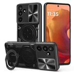 For Samsung Galaxy M16 5G CD Texture Sliding Camshield Magnetic Holder Phone Case(Black)