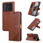 For Redmi K70 Ultra AZNS Sheepskin Texture Flip Leather Phone Case(Brown)