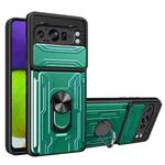 For Google Pixel 9 Pro XL Sliding Camshield TPU+PC Phone Case with Card Slot(Dark Green)