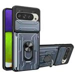 For Google Pixel 9 / 9 Pro Sliding Camshield TPU+PC Phone Case with Card Slot(Grey)