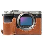 For Sony ILCE-7CM2 / Alpha 7C II Glossy PU Leather Camera Half Case Base(Brown)