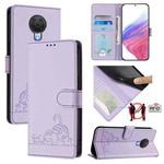 For Nokia G20 / G10 Cat Rat Embossed RFID Leather Phone Case with Lanyard(Purple)