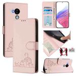 For Nokia C30 Cat Rat Embossed RFID Leather Phone Case with Lanyard(Pink)