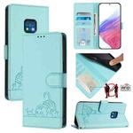 For Nokia XR20 Cat Rat Embossed RFID Leather Phone Case with Lanyard(Mint Green)