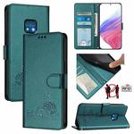 For Nokia XR20 Cat Rat Embossed RFID Leather Phone Case with Lanyard(Peacock Green)