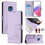 For Nokia XR20 Cat Rat Embossed RFID Leather Phone Case with Lanyard(Purple)