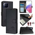 For T-Mobile REVVL 7 Pro 5G Cat Rat Embossed RFID Leather Phone Case with Lanyard(Black)