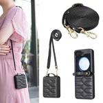 For Samsung Galaxy Z Flip5 V-shaped Crossbody Lanyard Leather Phone Case(Black)