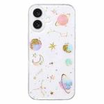 For iPhone 16 Cosmic Star Glitter Epoxy TPU Phone Case(Transparent Pink)