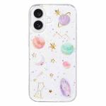 For iPhone 16 Plus Cosmic Star Glitter Epoxy TPU Phone Case(Transparent Purple)