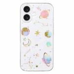 For iPhone 16 Plus Cosmic Star Glitter Epoxy TPU Phone Case(Transparent Pink)