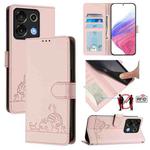 For UMIDIGI G9 5G Cat Rat Embossed RFID Leather Phone Case with Lanyard(Pink)