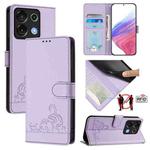 For UMIDIGI G9 5G Cat Rat Embossed RFID Leather Phone Case with Lanyard(Purple)