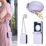 For Samsung Galaxy Z Flip5 Square-shaped Crossbody Lanyard Leather Phone Case(Purple)