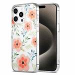 For iPhone 15 Pro Dual-side Laminating IMD PC Hybrid TPU Phone Case(Orange Flowers)