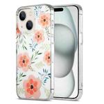 For iPhone 15 Plus Dual-side Laminating IMD PC Hybrid TPU Phone Case(Orange Flowers)