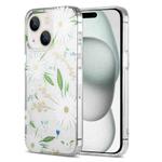 For iPhone 15 Plus Dual-side Laminating IMD PC Hybrid TPU Phone Case(White Daisy)