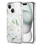 For iPhone 15 Dual-side Laminating IMD PC Hybrid TPU Phone Case(White Daisy)