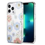 For iPhone 13 Pro Max Dual-side Laminating IMD PC Hybrid TPU Phone Case(Blue Flower)