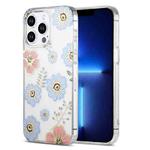 For iPhone 13 Pro Dual-side Laminating IMD PC Hybrid TPU Phone Case(Blue Flower)