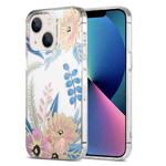 For iPhone 13 Dual-side Laminating IMD PC Hybrid TPU Phone Case(Lotus)