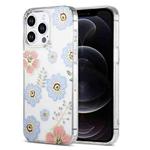 For iPhone 12 Pro Max Dual-side Laminating IMD PC Hybrid TPU Phone Case(Blue Flower)