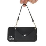 For iPhone 11 Solid Color PU + TPU Handheld Protective Case with Wallet & Lanyard(Black)