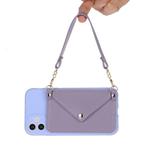 For iPhone 11 Pro Max Solid Color PU + TPU Handheld Protective Case with Wallet & Lanyard(Purple)