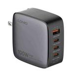 LDNIO Q408 100W GaN USB+3 USB-C / Type-C Interface Charger with 1m 100W USB-C / Type-C to USB-C / Type-C Data Cable, Plug Type:US Plug(Black)