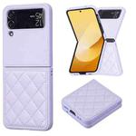 For Samsung Galaxy Z Flip4 Rhombus-shaped Leather Back Cover Phone Case(Purple)