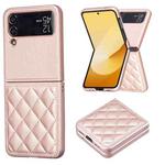 For Samsung Galaxy Z Flip4 Rhombus-shaped Leather Back Cover Phone Case(Rose Gold)