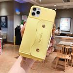 For iPhone 11 Solid Color TPU Handheld Protective Case with Wallet & Chain(Yellow)