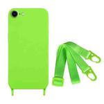 For iPhone SE 2022 / 2020 Fine Hole Silicone Phone Case with Lanyard(Green)