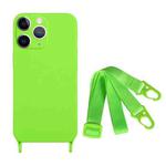 For iPhone 11 Pro Fine Hole Silicone Phone Case with Lanyard(Green)