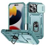 For iPhone 16 Pro Max Sliding Camshield TPU + PC Phone Case with Holder(Green)