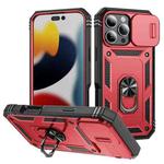 For iPhone 16 Pro Sliding Camshield TPU + PC Phone Case with Holder(Red+Black)