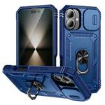 For iPhone 16 Sliding Camshield TPU + PC Phone Case with Holder(Navy Blue)