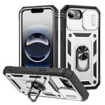 For iPhone 16e Sliding Camshield TPU + PC Phone Case with Holder(White+Black)