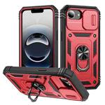 For iPhone 16e Sliding Camshield TPU + PC Phone Case with Holder(Red+Black)
