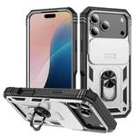 For iPhone 17 Pro Max Sliding Camshield TPU + PC Phone Case with Holder(White+Black)