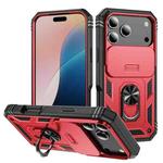 For iPhone 17 Pro Max Sliding Camshield TPU + PC Phone Case with Holder(Red+Black)