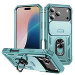 For iPhone 17 Pro Max Sliding Camshield TPU + PC Phone Case with Holder(Green)