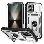 For iPhone 17 Sliding Camshield TPU + PC Phone Case with Holder(White+Black)