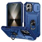 For iPhone 17 Sliding Camshield TPU + PC Phone Case with Holder(Navy Blue)