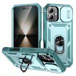 For iPhone 17 Sliding Camshield TPU + PC Phone Case with Holder(Green)