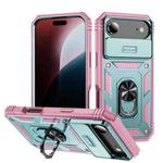 For iPhone 17 Air Sliding Camshield TPU + PC Phone Case with Holder(Green+Pink)