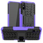 For Xiaomi Redmi 9A Tire Texture Shockproof TPU+PC Protective Case with Holder(Purple)