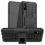 For Xiaomi Redmi 9A Tire Texture Shockproof TPU+PC Protective Case with Holder(Black)