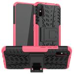 For Xiaomi Redmi 9A Tire Texture Shockproof TPU+PC Protective Case with Holder(Pink)